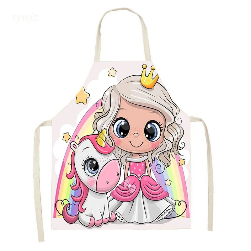 Mielas animacinių filmų serijos vienaragis prijuostė Vaikiška prijuostė tėvams ir vaikams Buitinė be rankovių Maisto gaminimas Kepimo prijuostė Valymo įrankis Tablier