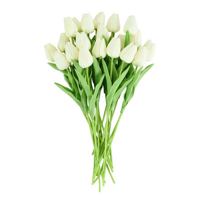10 fej luxus mesterséges tulipánok virágok fehér valódi érintés csokor hab hamis virág Esküvő Otthon Nappali Karácsonyi dekoráció