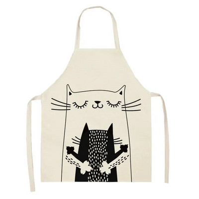 Macska nyomott konyhai edények fekete uniszex 55*68cm ujjatlan pamut vászon háztartási Delantal incrustante