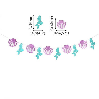 1 set Mermaid Happy Birthday Papirnati banner Svjetlucavi viseći vijenac Zastavica za dječju tematsku zabavu Baby Shower Dekoracija DIY pribor