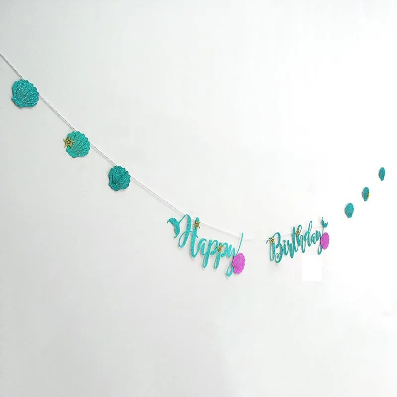 1 set Mermaid Happy Birthday Papirnati banner Svjetlucavi viseći vijenac Zastavica za dječju tematsku zabavu Baby Shower Dekoracija DIY pribor