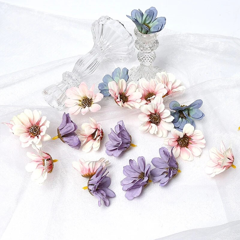 Mesterséges napraforgó virágok Mű százszorszép virágfej Esküvői dekorációk Barkácsolás Virágdizájn Kézműves kellékek Otthoni parti dekoráció