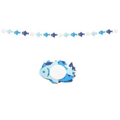 Banner de pește din hârtie de desene animate Ghirlande agățate pentru ziua de naștere, nuntă, ocean, plajă, mare, accesorii de decorare pentru petreceri