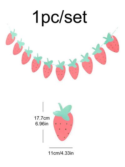 1PC Petrecerea aniversară este decorată cu căpșuni și steaguri.