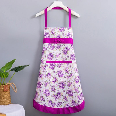 Medvilninė drobė, gėlių, skirta moteriškai aliejui nepralaidžiai prijuostei su kišenėmis ir reguliuojamu juosmens diržu, vandeniui atspari berankovių seilinukų prijuostė