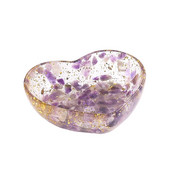 Természetes ametiszt kvarc epoxi aranylevelű szerelmes szív tál energiabűbáj Reiki kristály Ouija Tarot asztrológia Degauss gyógyító kellékek