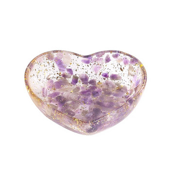 Φυσικό Αμέθυστος Χαλαζίας Εποξειδικό Χρυσόφυλλο Love Heart Bowl Energy Charms Reiki Crystal Ouija Tarot Astrology Degauss Healing Props