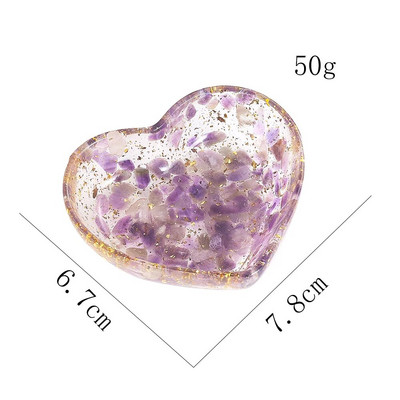 Természetes ametiszt kvarc epoxi aranylevelű szerelmes szív tál energiabűbáj Reiki kristály Ouija Tarot asztrológia Degauss gyógyító kellékek