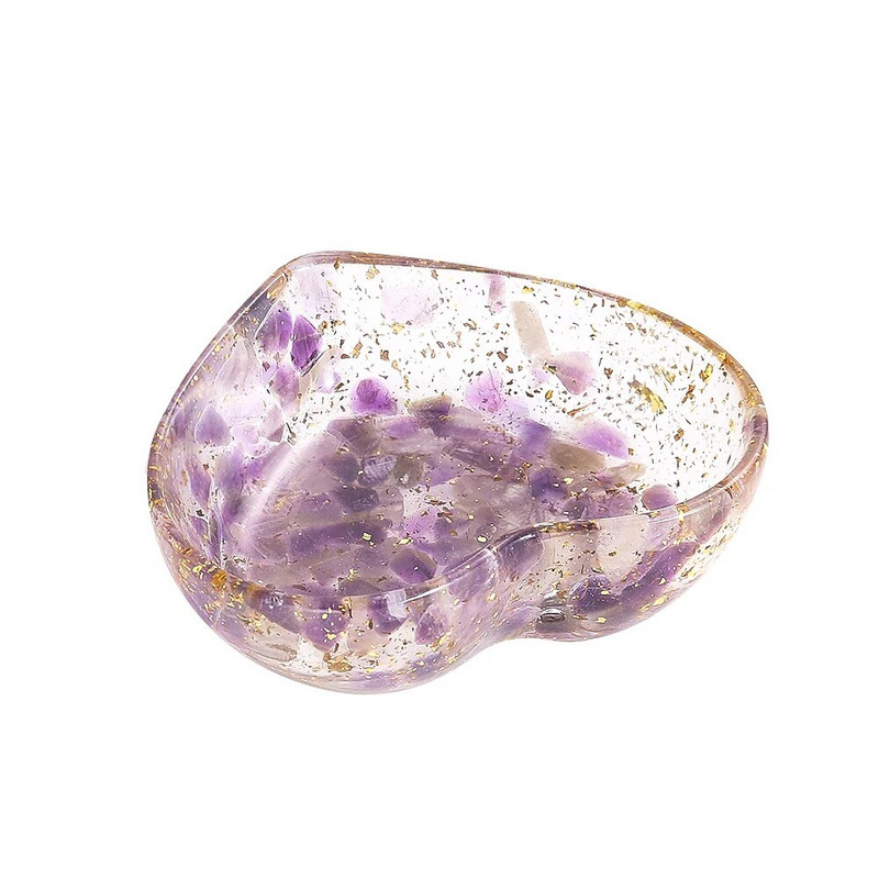 Természetes ametiszt kvarc epoxi aranylevelű szerelmes szív tál energiabűbáj Reiki kristály Ouija Tarot asztrológia Degauss gyógyító kellékek