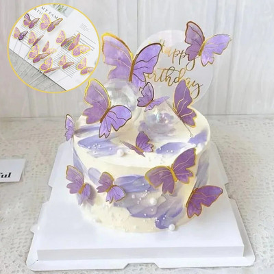 Banner fluture roz violet, ghirlande agățate cu fluture, decorare pentru tort cu fluturi, accesorii pentru petrecerea de nuntă, pentru baby shower
