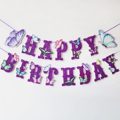 Banner fluture roz violet, ghirlande agățate cu fluture, decorare pentru tort cu fluturi, accesorii pentru petrecerea de nuntă, pentru baby shower