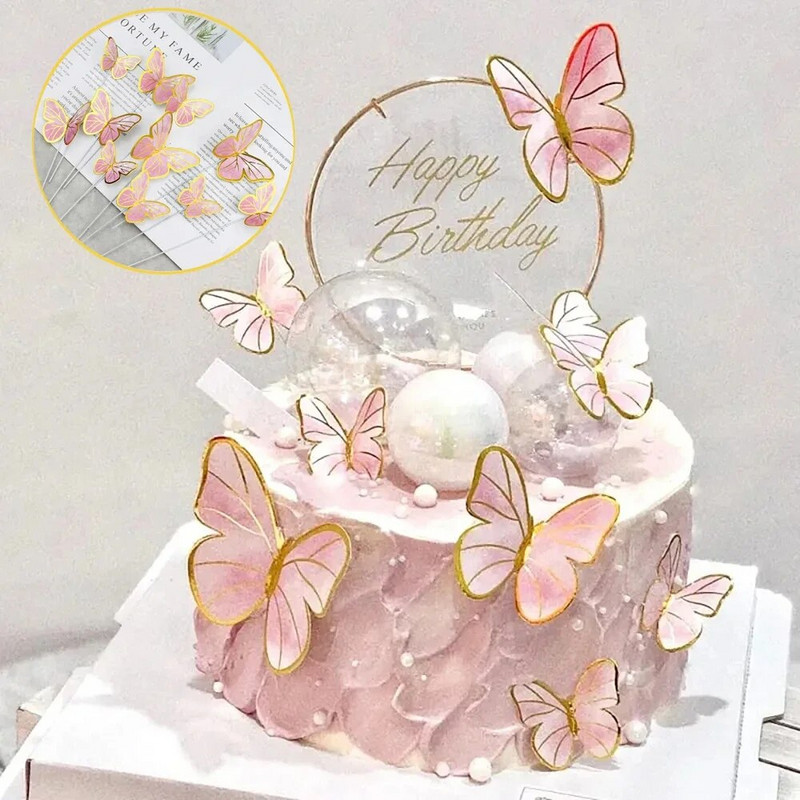 Banner fluture roz violet, ghirlande agățate cu fluture, decorare pentru tort cu fluturi, accesorii pentru petrecerea de nuntă, pentru baby shower