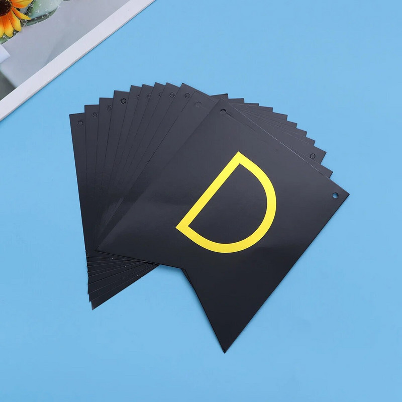 Garland Decor Gimtadienio vakarėlio dekoracijos Nešvarios trisdešimties raidžių auksinės žuvelės uodegos traukiamos vėliavos popierinė reklamjuostė (juoda)