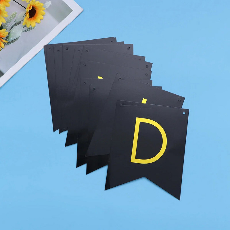 Garland Decor Gimtadienio vakarėlio dekoracijos Nešvarios trisdešimties raidžių auksinės žuvelės uodegos traukiamos vėliavos popierinė reklamjuostė (juoda)
