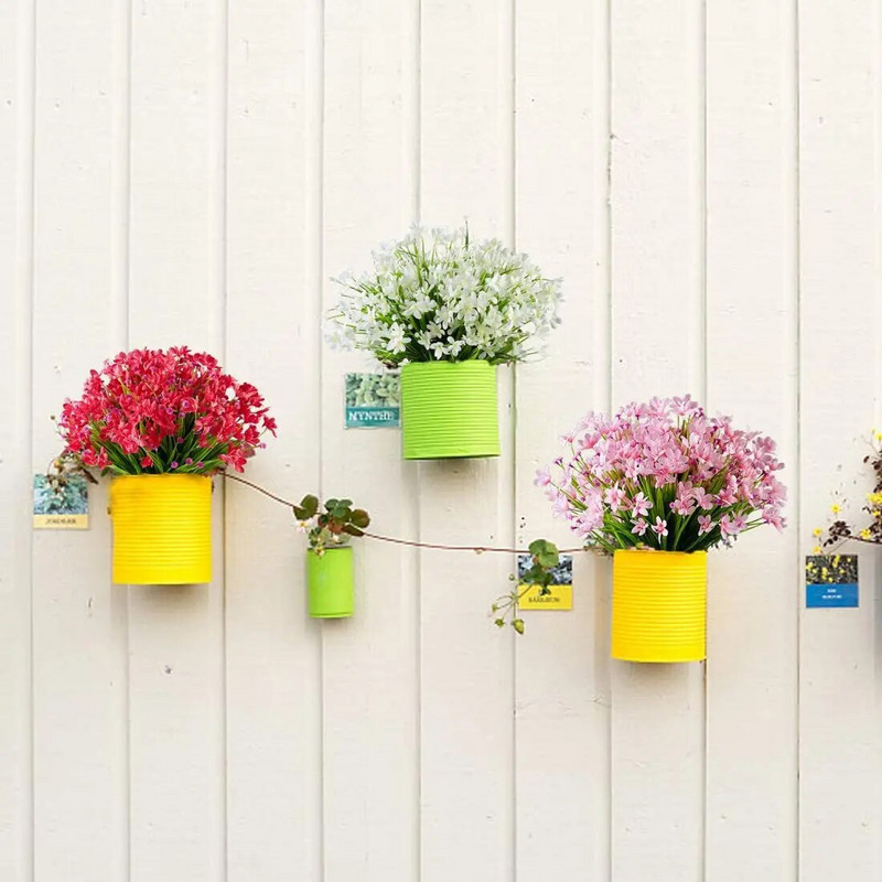 1 db Tavaszi fű orchidea művirágok műanyag hamis növények ellenálló kültéri otthoni kerti dekoráció fesztivál kellékek