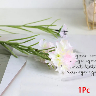 Nordic 3 furculițe/buchet Ramă lungă înstelată floarea de colț, flori artificiale din mătase, decorare pentru petrecerea de nuntă pentru acasă, plante artificiale