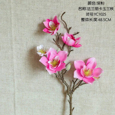 1 vnt. dirbtinis šilkas 6 galvos magnolijos šakelė namai Viešbučio stalo puošmena netikra gėlė vestuvių nuotaka, laikanti fotografavimo rekvizitus