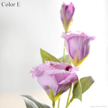 1 ΤΕΜ Ευρωπαϊκό Τεχνητό Λουλούδι 3 Κεφαλών Ψεύτικο Eustoma Gradiflorus Lisianthus Χριστουγεννιάτικο Γάμο Διακοσμητικό Σπιτιού 5 Χρώματα