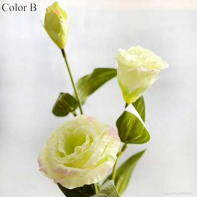 1 db európai művirág 3 fej Hamis Eustoma Gradiflorus Lisianthus karácsonyi esküvői buli otthoni dekoratív 5 színben