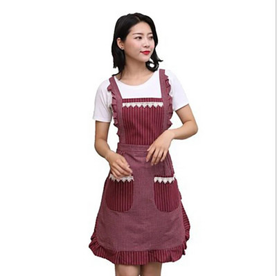 Șorț reglabil Tort Bucătărie gătit femeie șorțuri dublu strat din poliester-bumbac țesătură cu buzunar pentru cadou