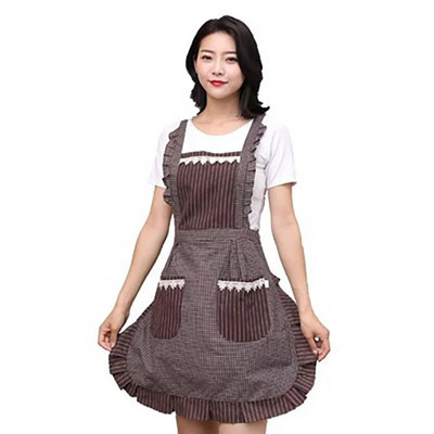 Șorț reglabil Tort Bucătărie gătit femeie șorțuri dublu strat din poliester-bumbac țesătură cu buzunar pentru cadou