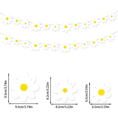 1 комплект банери с маргаритки Парти за рожден ден, гирлянди с цветя, пролет, лято, тема маргаритки, парти декорация, бебешко парти, банер за сватбено парти