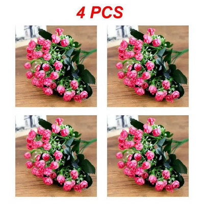 1–4 TK 27 cm roosist siidist pojengi kunstlillede kimp, 36 pead, 1 hunnik odavaid võltslilli kodu pulmakaunistuseks