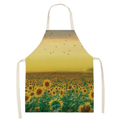 Floarea-soarelui Galben Negru Model Bumbac Lenjerie Șorțuri Bucătărie 53*65cm Pentru Femei Adulti Acasa Gătit Curățenie Coacere Purtă Savete 46287