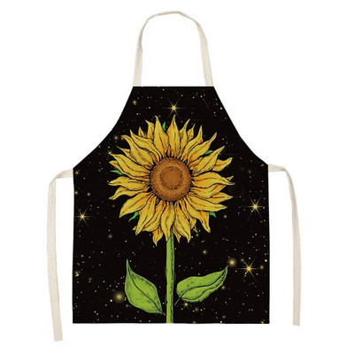 Floarea-soarelui Galben Negru Model Bumbac Lenjerie Șorțuri Bucătărie 53*65cm Pentru Femei Adulti Acasa Gătit Curățenie Coacere Purtă Savete 46287