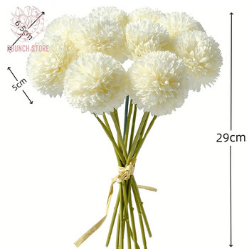 10PCS Simulation Flower Ting Tennis Chrysanthemum Artificial Dandelion Wedding Home Desktop Στολίδι Σκοποβολής