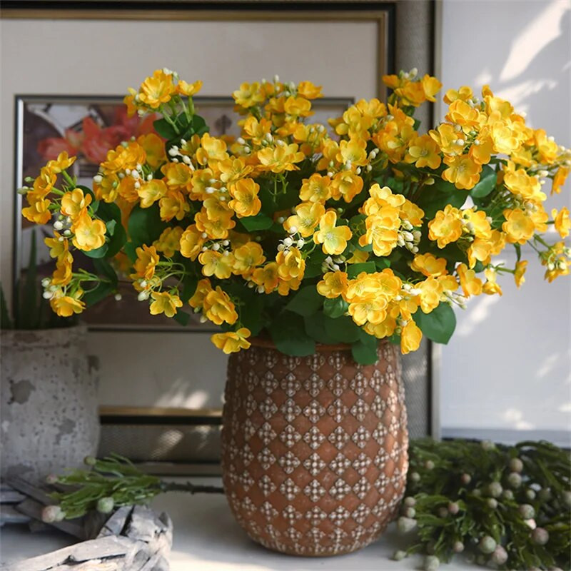 Iasomie Flori artificiale Mătase Alb Mici Floral Crăciun Home Office Decor Nunta Aranjament Floral Materiale Recuzită Foto