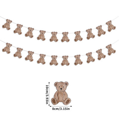 Boldog születésnapot transzparens papír Retro barna medve transzparens akasztós dekorációk gyerekeknek születésnapi buli otthoni háttér fali dekorációk