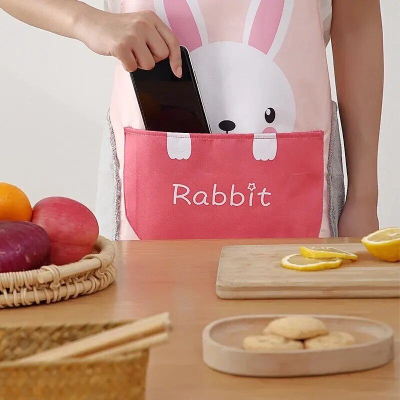 H224 Podesiva pregača bez rukava s crtanim životinjskim printom Vodootporni kombinezon za odrasle, otporan na ulje za kućnu upotrebu