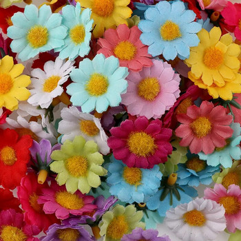 100PC/παρτίδα 2,5cm Mini Daisy Διακοσμητικό Λουλούδι Τεχνητά Μεταξωτά Λουλούδια Διακόσμηση Γάμου Διακόσμηση σπιτιού (χωρίς στέλεχος) Φθηνότερη
