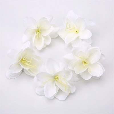 10/20 db Mesterséges jázmin fejvirágok virágos fehér szövet virágfejű kézműves lakberendezési tárgyak Esküvői koszorú kézműves művirágok