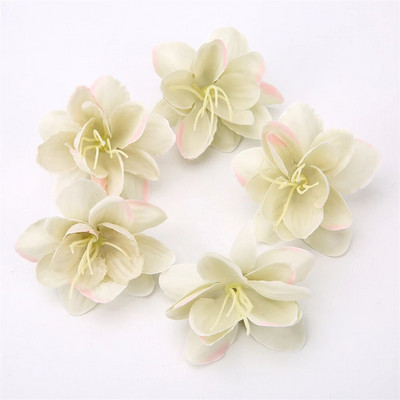 10/20 db Mesterséges jázmin fejvirágok virágos fehér szövet virágfejű kézműves lakberendezési tárgyak Esküvői koszorú kézműves művirágok