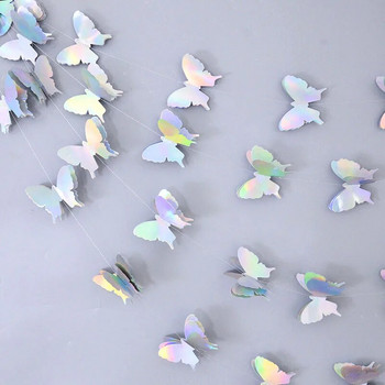 3D хартиен гирлянд от пеперуди Златна лазерна пеперуда Висящи банери Знамена Възрастни Деца Декорация за парти за рожден ден Baby Shower Консумативи