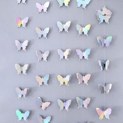 Ghirlandă de fluturi din hârtie 3D, cu laser, cu fluturi, banner agățat, steaguri, adulți, copii, decorare pentru petrecerea de naștere, consumabile pentru baby shower