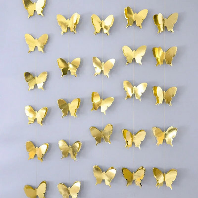 Ghirlandă de fluturi din hârtie 3D, cu laser, cu fluturi, banner agățat, steaguri, adulți, copii, decorare pentru petrecerea de naștere, consumabile pentru baby shower