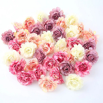 10 бр копринени рози глави бургундски цветя висококачествени хортензии глави Свети Валентин изкуствени цветя роза за сватбен декор