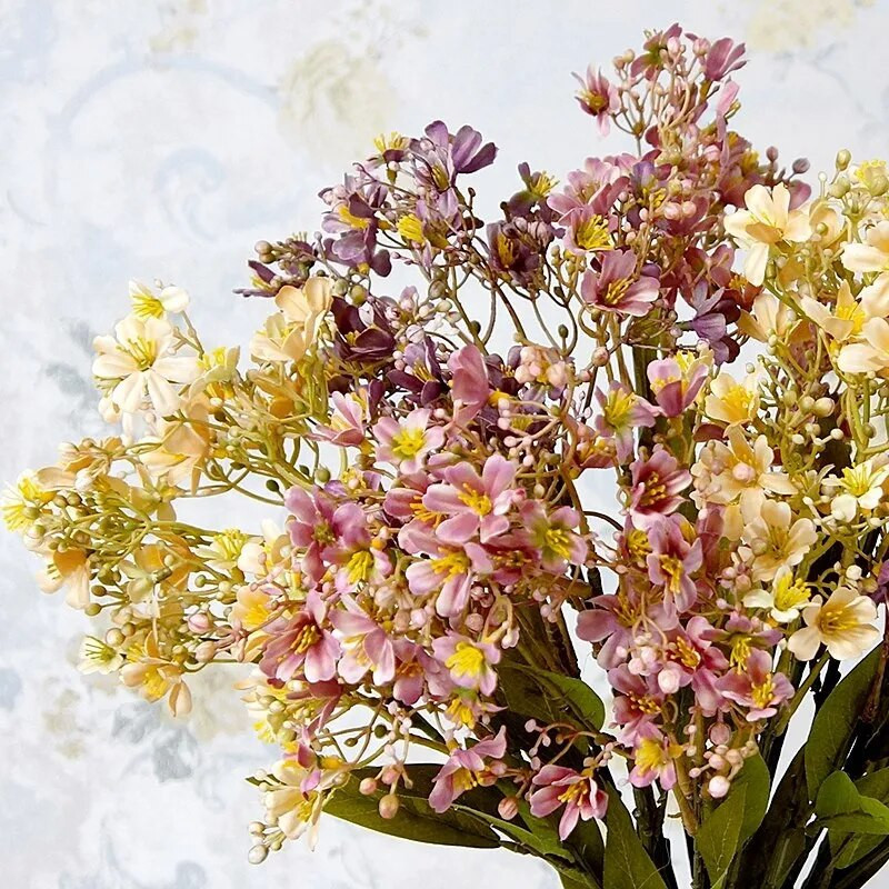 Luxus Retro Daphne lila virág őszi dekorációk művirágok lakberendezési flores mesterséges őszi virágos