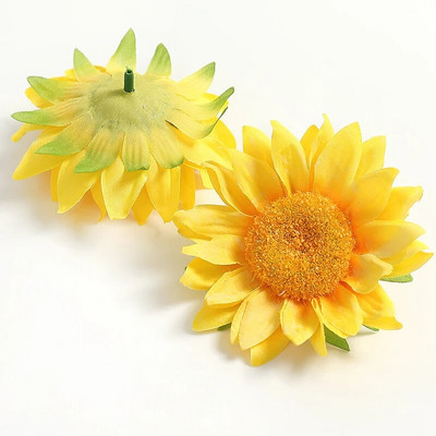 Dirbtinių saulėgrąžų gėlių galvutės 9 cm netikros gėlės namų dekoravimui sodo vestuvių dekoravimui „pasidaryk pats“ amatų girliandų priedai