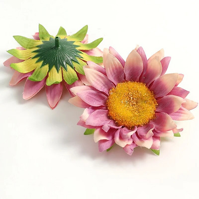 Dirbtinių saulėgrąžų gėlių galvutės 9 cm netikros gėlės namų dekoravimui sodo vestuvių dekoravimui „pasidaryk pats“ amatų girliandų priedai