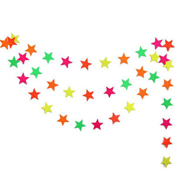 Νέον Φθορίζουσα Γιρλάντα Στρογγυλή Αστέρια Λάμψη Διακόσμηση πάρτι Χρόνια Πολλά Πανό Προμήθειες Baby Shower Στολισμός γάμου