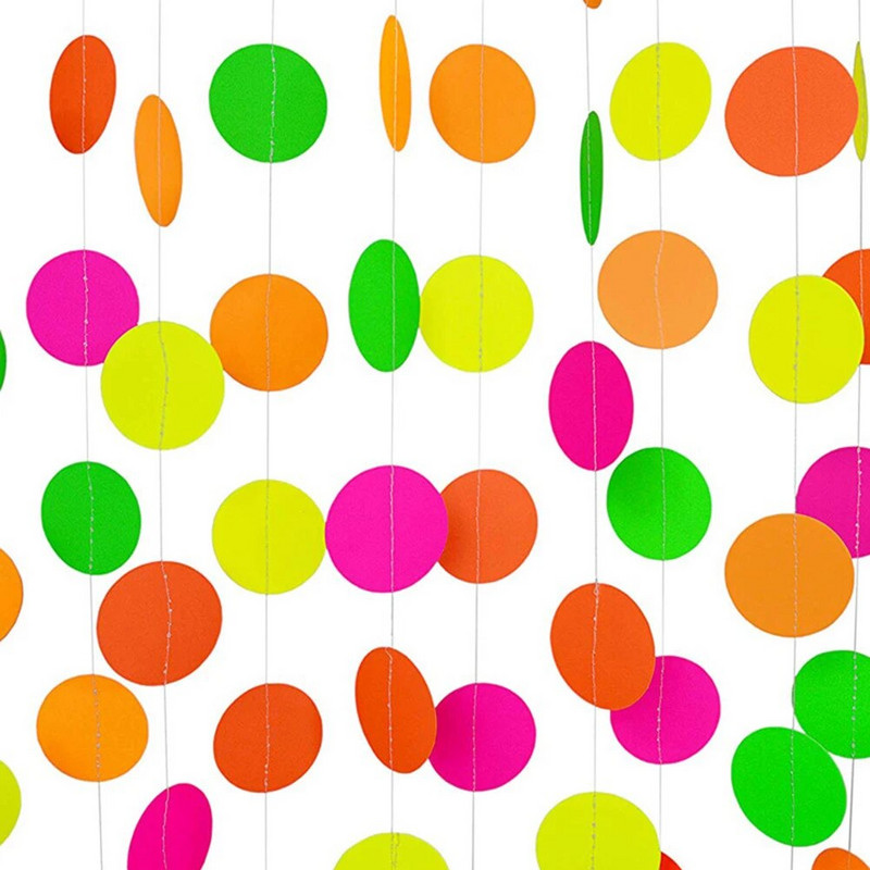 Neon fluoreszkáló füzér Kerek csillagok Glow Party dekoráció Boldog születésnapot Banner Babazuhany kellékek Esküvői dekoráció