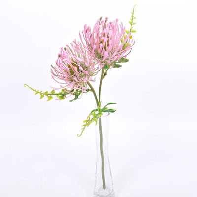 Dirbtinė chrizantema rutulinė gėlė Leucospermum puokštė stiebo plastikinė hortenzija vestuvių renginių vakarėliui, namų sodo dekoravimui