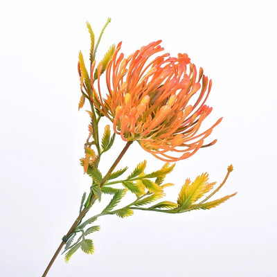 Dirbtinė chrizantema rutulinė gėlė Leucospermum puokštė stiebo plastikinė hortenzija vestuvių renginių vakarėliui, namų sodo dekoravimui