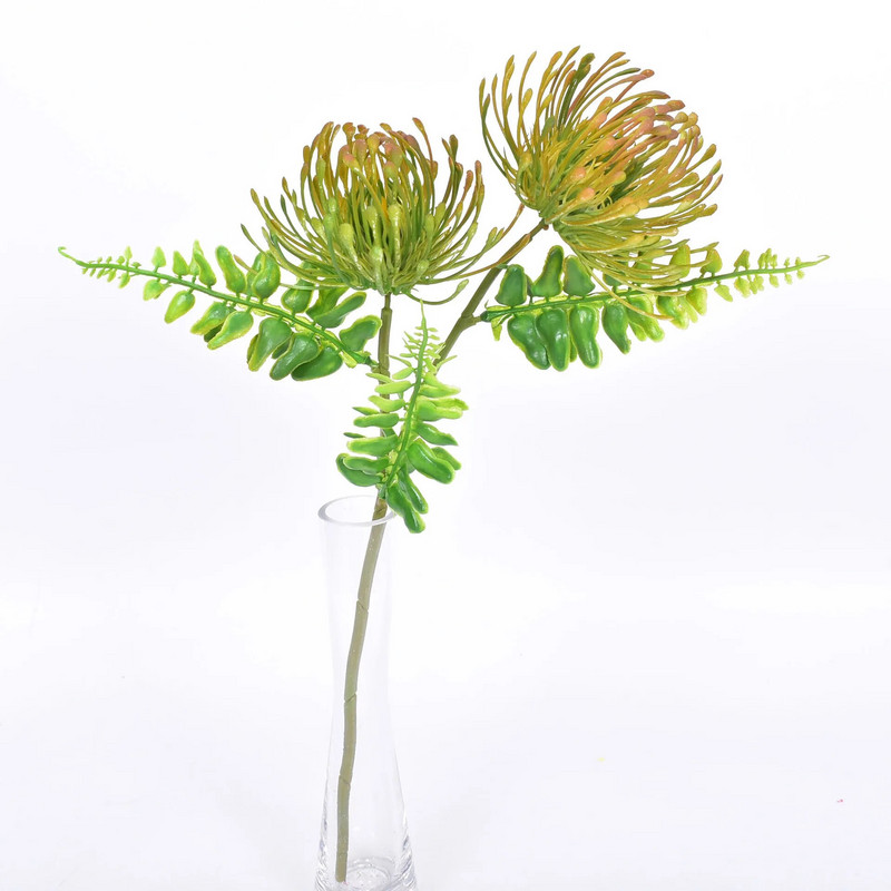 Dirbtinė chrizantema rutulinė gėlė Leucospermum puokštė stiebo plastikinė hortenzija vestuvių renginių vakarėliui, namų sodo dekoravimui