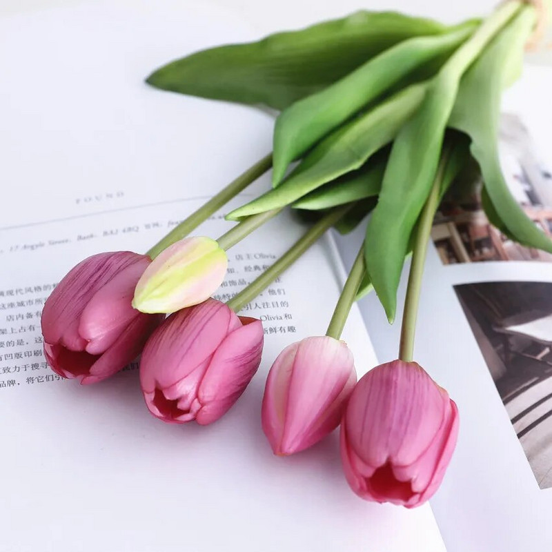 Prabangus Silikonas Real Touch Tulpės Puokštė Dekoratyvinė Dirbtinės Gėlės Svetainės apdaila Flores Dirbtiniai