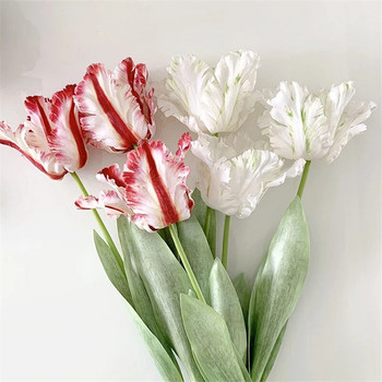 Πολυτελές 3D Parrot Tulip κλαδί πραγματικής πινελιάς τεχνητά λουλούδια για νέα διακόσμηση σπιτιού flores artificiales μπομπονιέρες λευκές τουλίπες